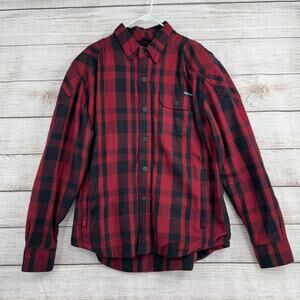 Steet & Steel Armored Flannel Shirt Jacket Shacket Mens Large Red/Black Plaid